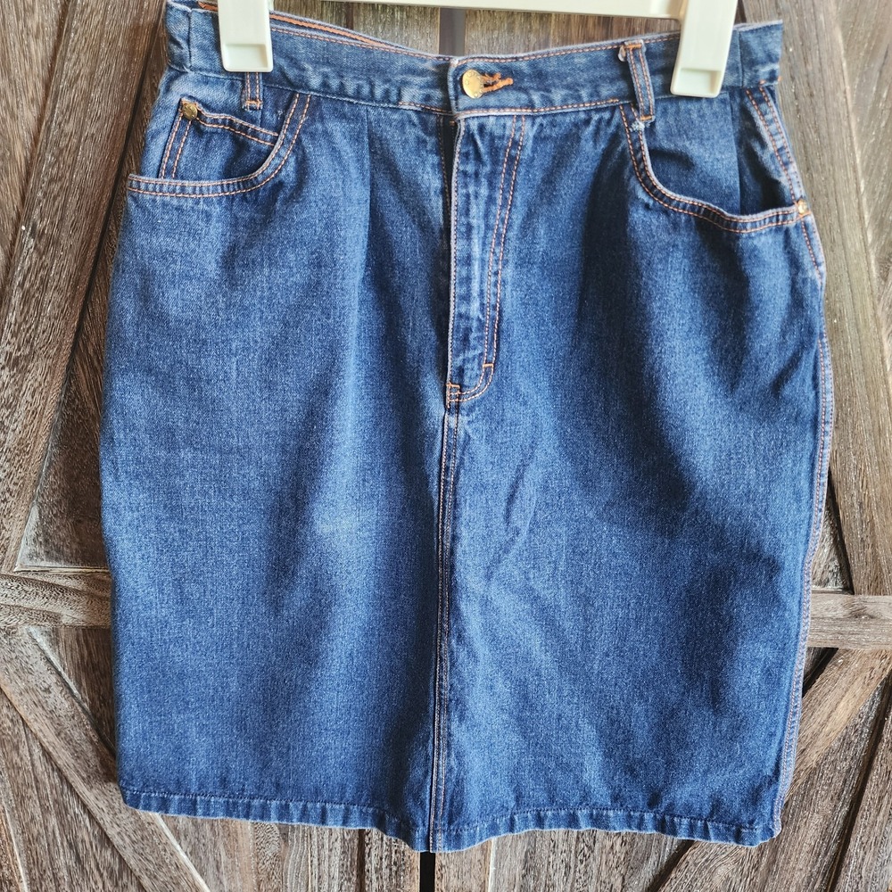 P.S. Gitano Skirt Women's Size 28 Blue Denim Vintage 90s 5 Pocket 26" Length